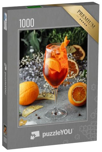 puzzleYOU: Puzzle 1000 Teile „Aperol Spritz: Cocktail auf einem grauen Hintergrund“ – aus der Puzzle-Kollektion Cocktails