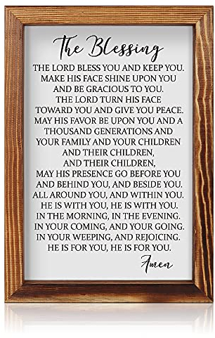 The Blessing Lyrics Kari Jobe gerahmtes Holzschild Plakette (28x40 cm), inspirierender Bibelvers Amen Zitate christliche Heimdekoration, Segen Gebet Wandschild für Zuhause, Küche, Bauernhaus