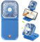 FADACHY Mini Portable Hand Fan, Foldable USB Rechargeable 3000mAh 3 Speeds Cooling Neck Fan Blue
