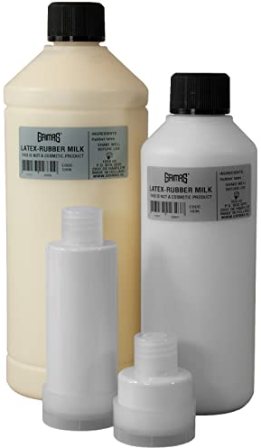 GRIMAS Latexmilch, 1000ml, professionelles flüssiges Latex zur Erstellung von Special Make-Up, Zombies, Halloween, Wunden, Narben, FX Schminke und Abgüssen, trocknet transparent, Latexrubber milk