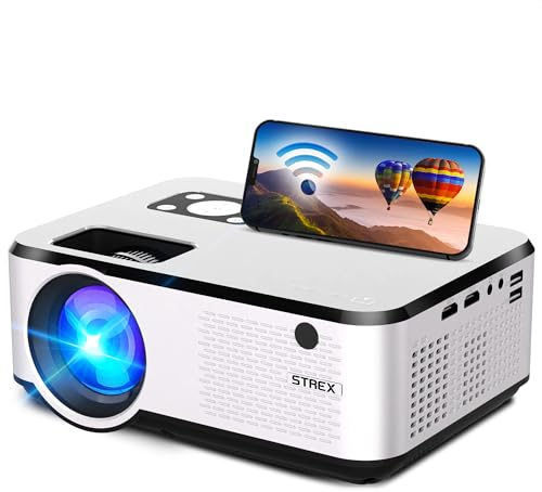 Strex Beamer - Full HD 1920x1080P - 7000 Lumen - Streaming von Ihrem Handy mit WiFi - Mini Beamer - Projektor