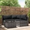 Hommdiy Gartenmöbel Set Balkonmöbel 4-TLG. Garten-Lounge-Set mit Kissen Poly Rattan Grau Eckteil + 2X Mittelteil + Tisch