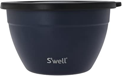 S'well Salad Bowl Kit, Azurite 1.9L - Salad Lunch Box with Condiment Container and Removable Tray - Leak-Proof and Dishwasher Safe,Black