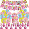 Prinzessin Peach Geburtstag Deko, Prinzessinnen Deko Kindergeburtstag, Dekoration Party Luftballons, Prinzessin Peach Ballon Geburtstagsdeko Supplies Set für Mädchen Kinder.