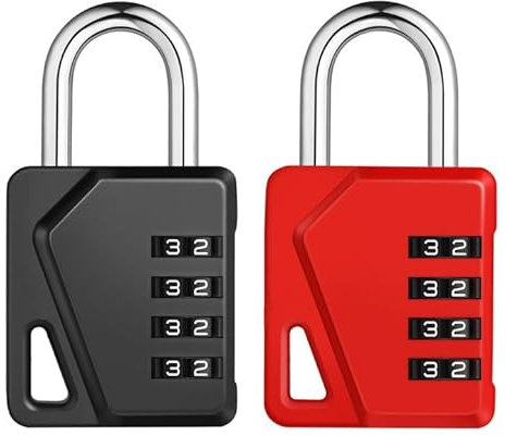 ZHEGE Locker Padlocks with Code, 4 Digit Combination Padlock with DIY Name Tags for Gym Locker, School Locker, Toolbox, Storage Box, Code Padlock Outdoor for Sheds, Fence Gate (Black and Red)