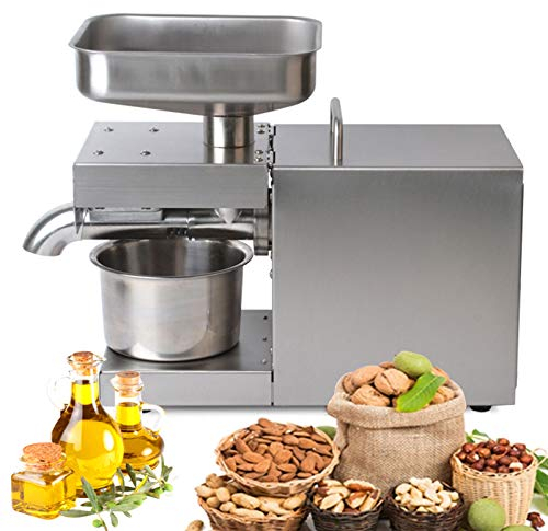 Ölpresse Elektrisch, Automatische Edelstahl Ölpresse Maschine Oil Expeller Extractor Pressmaschine 600W Kommerzieller Olpresse für Erdnüsse, Sonnenblumen, Oliven