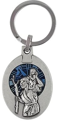 NKlaus Schlüsselanhänger Heiliger Christophorus blau Gott schütze Dich Schutzpatron 14860