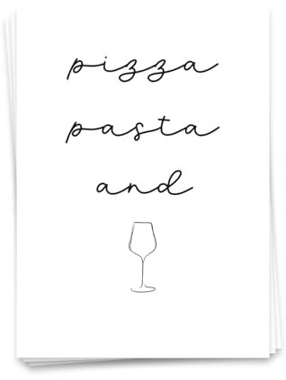Ulrike Wathling Pizza Pasta and Vino | Weinkarte, Sprüchekarte, Grußkarte, Postkarte mit Spruch