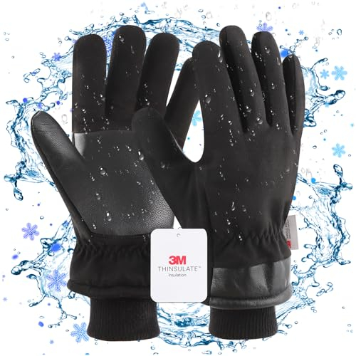 Winterhandschuhe,Warmhandschuhe für Herren Damen-Wasserdicht Skihandschuhe wit Warm Futter,Rutschfest Fahrradhandschuhe,Warm Winterhandschuhe für Reiten Laufen Skifahren Wandern Radfahren Motorrad