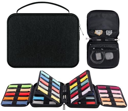Enbagold Organisateur de Bracelet de Montre, Nylon Étanche Sac De Rangement pour Bracelet de Montre pour 40 Bracelets de Montre, Sac De Rangement pour Montre et Bracelet de Montre Épingle -Noir