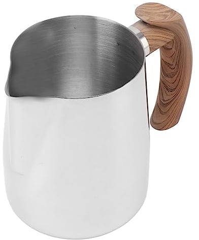 Milk Frothing Pitcher, Stainless Steel Milk Frother Cup Espresso Steaming Pitcher with Clear Scale,,Milk Coffee Cappuccino Latte Art Barista Steam Pitchers Milk Jug Cup (600ml-sliver)