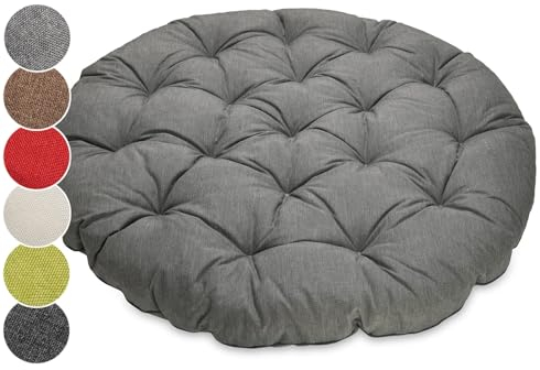 Sunnypillow Coussin pour Fauteuil Papasan - Rond diamètre 120 cm épaisseur 15 cm - Résistant aux UV, imperméable, extérieur/intérieur - Coussin de Sol pour Meubles de Jardin - Gris