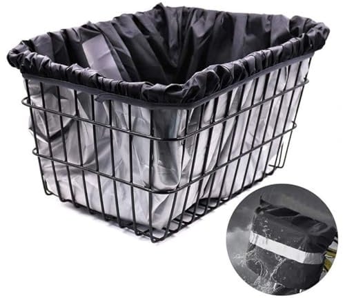 Karkar Regenschutz Fahrradkorb Regenschutz Rucksack - Fahrradkorb Abdeckung Wasserdicht Regenabdeckung mit Reflektorstreifen Korb Abdeckung für Alle Gängigen Fahrradtypen (Schwarz)
