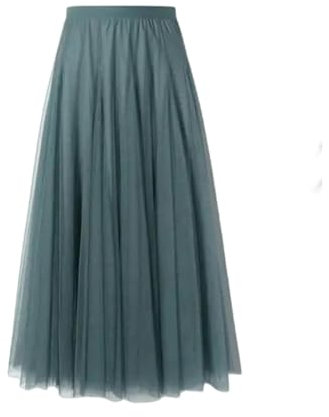 FXSMCXJ Gonna Lunga Gonna in Tulle Rosa in Vita Alta Vintage per Donne Gonne di Tulle Lunghe Nere Donne Gonfie Rosa Maxi Maglia-Lago Blu-Vita da 80 Cm-Elastica