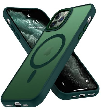 DUEDUE Cover Magnetica per iPhone 11 Pro 5.8[Compatibile con MagSafe], Custodia Opaca per iPhone 11 Pro Case con Pulsante metallico Ultra-Sottile TPU Silicone Anti-Scivolo, Verde