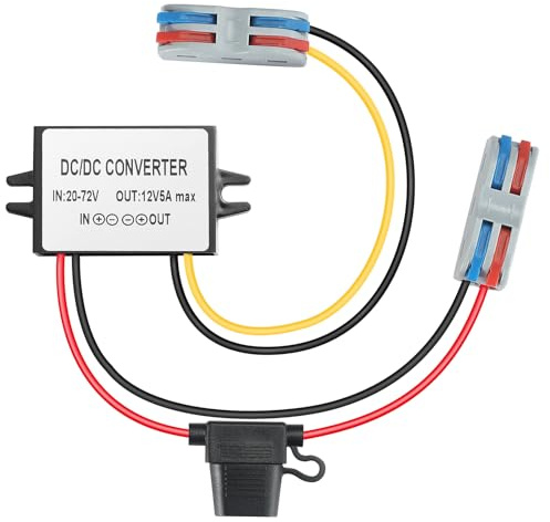 Trasformatore DC-DC Convertitore ebike 72V a 12V, 5A 60W, Ingresso 20V-72V | Convertitore di tensione 24V/36V/48V/60V/72V a 12V Step down Trasformatore Alimentatore