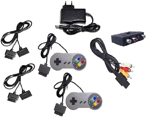 Accessoires pour Super Nintendo Pack d'Accessoires Adaptateur Manette Pad Game TV Câble Péritel Câble