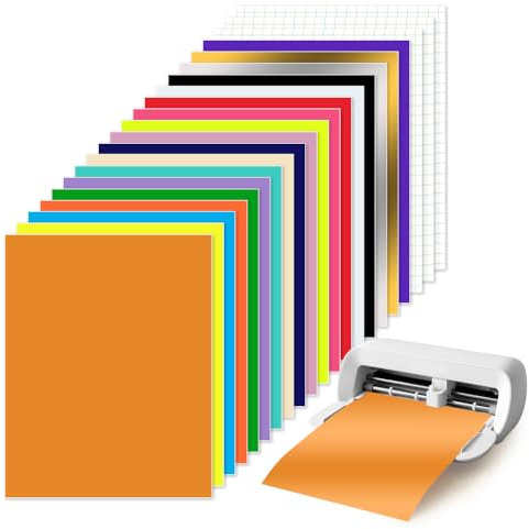 Zinueen Smart Vinilo Permanente para Cricut Joy Xtra, vinilo adhesivo permanente de 18 colores con 3 láminas de transferencia, autoadhesivo y extraíble, juego de láminas de plóter para manualidades,