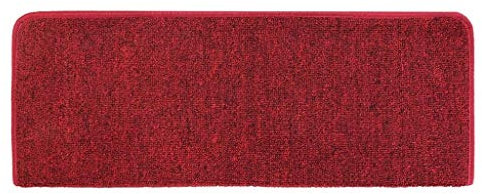 ASHILD Treppenpolster, Trittteppich für Stufen, selbstklebend, 15er-Set, 65 x 24 cm, Treppenpolster, Matte/Teppich für Treppen, rutschfest, waschbar, in 6 Farben erhältlich (Farbe: Dunkelrot)