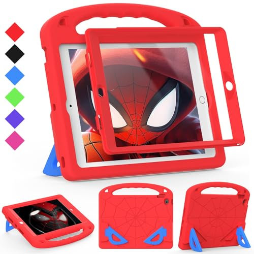 LKOOZO Kids Case for iPad 9th/8th/7th Generation (iPad 10.2 inch 2021/2020/2019), Shockproof Cover with Screen Protector (Red)