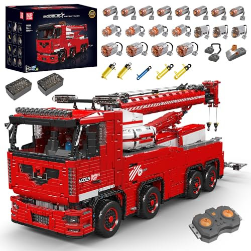 Mould King 19008 Technik Ferngesteuert Abschleppwagen, 10966 Teile 2.4Ghz RC Tow Truck mit 19 Motoren, Technik Groß Kran LKW Bausteine Modell