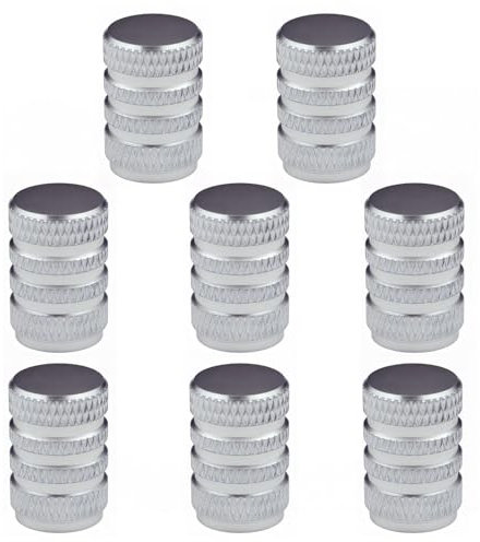 AQSQWQ 8 Stück Ventilkappen Auto Ventildeckel, Aluminium Auto-Reifen Autoventil Radventilkappen Ventilabdeckung Reifenventil-Kappen in Silber, PKW, SUV, Motorrad UVM