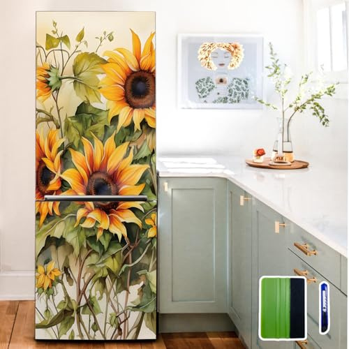 funlife Mural autoadhesivo para puerta de frigorífico con raspador y cuchillo utilitario, envoltura autoadhesiva para refrigerador, vinilo texturizado con efecto de cuero para decoración de cocina, 22
