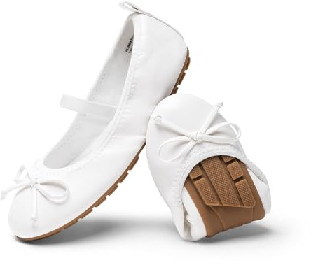 DREAM PAIRS Scarpe Basse Ballerina per Bambine Eleganti Comode Leggere Mary Jane per Bambine,Size 28.5,Bianco,KKUMFA2502
