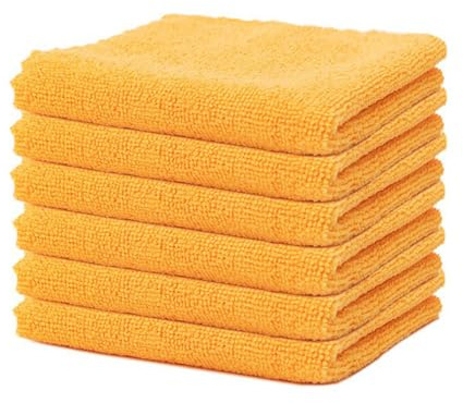 SMTCM 12 Stück Mikrofaser Reinigungstücher Lappen 30 * 30CM Orange Allzwecktücher Weich Putztüch Mikrofasertücher Saugfähige Küche Tücher Geschirrtücher Fusselfrei Waschbare Putzlappen für Haus Auto