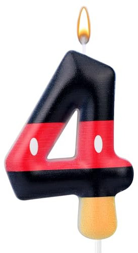 Black Red Birthday Candles, Red Mouse Cake Topper Cartoon Themed Birthday Party Supplies Oh Twodles Birthday Party Supplies Black Red Birthday Cake Topper for Cartoon Party (4)