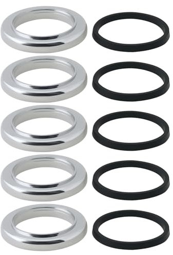 VGOL 5 Piezas Anillo de Base para Grifo de Lavabo con Junta de ABS Cubierta para Grifo de Lavabo Diámetro Exterior de 49,2mm Diámetro Interior de 33,6mm Altura de 7mm Cromado