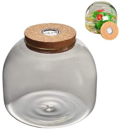 Terrarium aus Glas für Pflanzen, 1600 ml, mit Korkdeckel, große Öffnung für Mini-Fettspflanzen, Moos, Blumen, Basteln