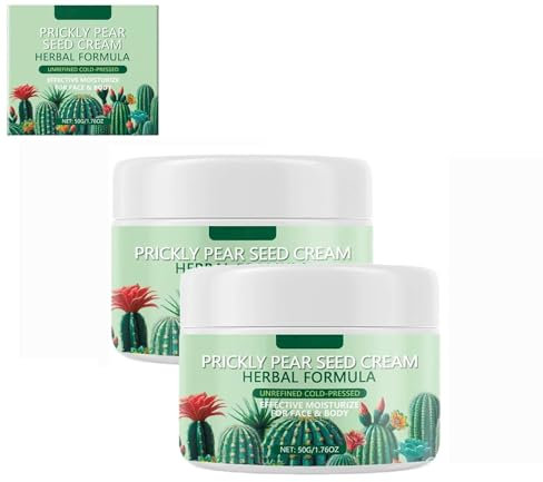 Crema ai semi di fico d'India, crema idratante per viso e corpo con formula a base di erbe, per una pelle liscia e idratata, nutriente e idratante, idratazione profonda, per uomini e donne (2pcs)