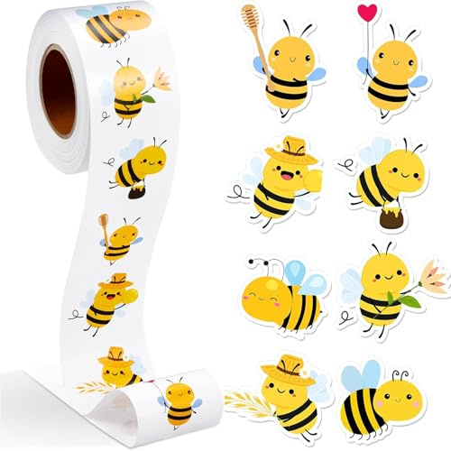 Runde Tier Biene Aufkleber, Runde Tier, 500pcs Biene Belohnungsaufkleber, Niedlich Wasserfest Rolle, Bee Sticker