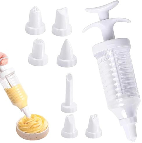 Icing Syringe, Cake Piping Kit Sets Piping Set Baking Supplies Baking Supplies Frosting Tools for Gift Baking Lover (White)