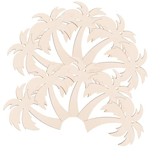 DECORNIJIA 20Pcs Unfinished Palm Tree Wooden Cutouts for DIY Crafts Natural Wood Slices for Painting Decorating Craft Supply for Activities and Party Decorations