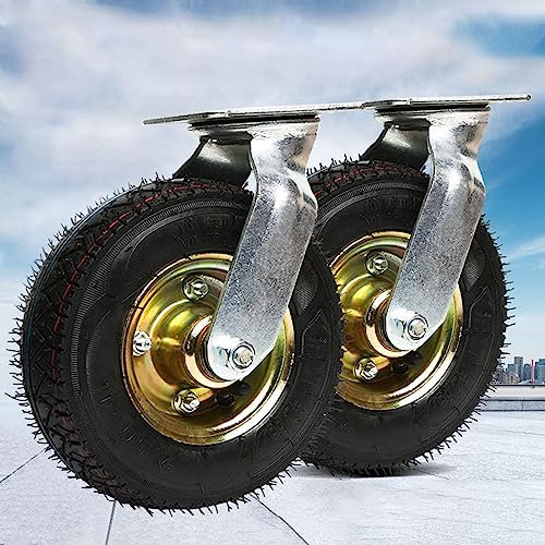 Heavy Duty Industrial Casters, Swivel Pneumatic Wheels for Wheelbarrows, Shock Absorption Replacement Tires, 6-10 inch Size Options