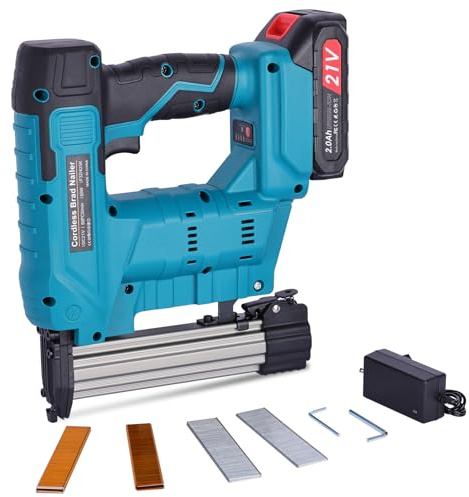 18GA 2 in 1 Chiodatrice e graffatrice senza fili, pistola sparachiodi alimentata a batteria con 2000 chiodi e graffette, supporta chiodi Brad F32 e graffette 425K, per finiture, mobili e lavorazione