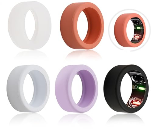 5PCS Silicone Rings Cover Compatible with Oura Ring 4/Ring Gen 3/Ultrahuman Ring Air Protector Anti-Scratch Elastic Case Finger Wrapper for Gym Woking Out Women Men (Size M)