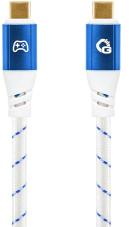 OEHLBACH GAMING New Game Blue - USB Type-C Kabel 20Gbps - bis 240W Power Delivery - dreifach geschirmt - vergoldete Kontakte - 3,0m - Gaming Kabel mit Gewebemantel - blau/weiß
