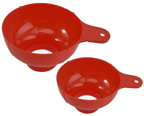 BEAMARKER 2Pcs 2 Sizes Wide Mouth Plastic Funnel Canning Funnels for Filling Mason Jars Cooking for Kitchen Filling Bottles Transferring Liquid Dry Ingredients Oil Coffee Beans Spice Blends (Red)