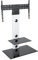 King Meuble TV Cantilever Support TV Intégré,pour Écrans de 32'' à 65'' LCD LED Plasma, H 117.7 cm (Étagères Carrées, Noir/Support Blanc)