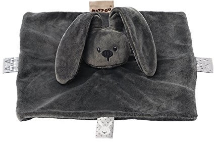 Nattou Schnuffeltuch Hase Lapidou, Wegbegleiter ab der Geburt, 26 x 26 cm, Dunkelgrau
