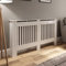 DuraTherm® Radiator Cover White Painted Modern Vertical Slat Shelves MDF Cabinet Shelf for Radiators, Living Rooms, Bedrooms, Large (W: 152cm / H: 81.5cm / D: 19cm)