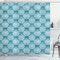 ABAKUHAUS Blau und weiß Duschvorhang, Curly Blumen, Stoffliches Gewebe Badezimmerdekorationsset mit Haken, 175 x 200 cm, Blau und weiß