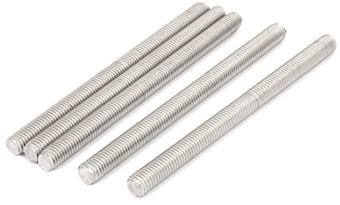 sourcing map 5 Stück Gewindestangen M10x140mm Edelstahl 304 Gewindestift Metrischem Vollgewinde Bar Gewindestäbe für Befestigung CNC-Werkzeugmaschinen 3D-Drucker Industrie Geräte