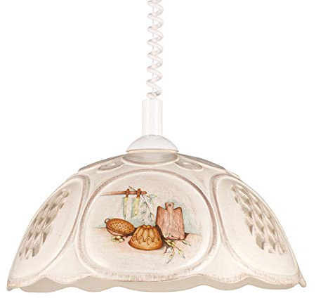 Helios Leuchten 207064 Küchenlampe Keramiklampe braun | Pendellampe Pendelleuchte aus Keramik | höhenverstellbare Keramikleuchte | Hängelampe 1 x E27