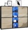 Vladon Highboard Cuba V3, Made in Germany, Schwarz matt/Eiche sägerau inkl. LED - Moderne Anrichte mit 12 Fächern (130,5 x 105,5 x 35,5 cm)