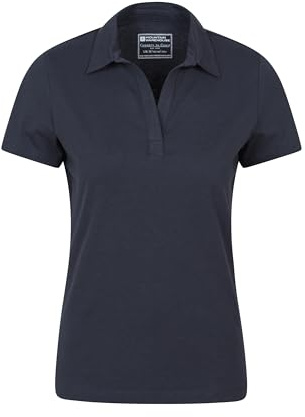 Mountain Warehouse Womens UV Polo - UV Protection Ladies T-Shirt, V Neck Top, Lightweight Tee Shirt - for Spring Summer Running, Hiking & Outdoors Navy 14