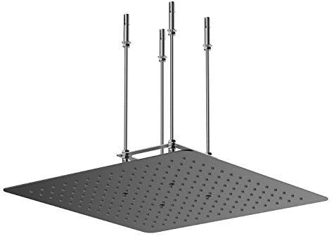 Stilform Luxus Einbauduschkopf - 40x40 cm Regenduschkopf aus Edelstahl, Schwarz Matt, Quadratisch, Wassersparende Regendusche mit Anti-Kalk Düsen